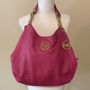 Michael Kors Pink Fulton Carryall Leather Hobo purse